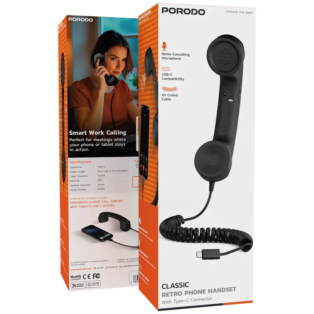 Téléphone rétro classique Porodo avec connecteur Type-C