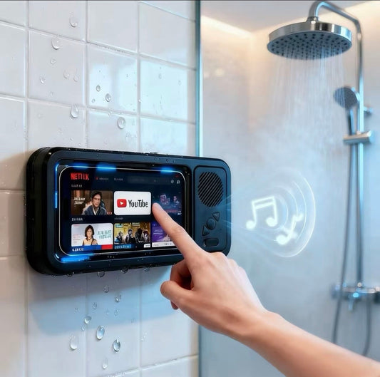 Support de douche pour téléphone étanche | Support de téléphone douche avec haut-parleur, étui mural anti-buée transparent étanche pour écran tactile pour téléphones 4 à 7 pouces